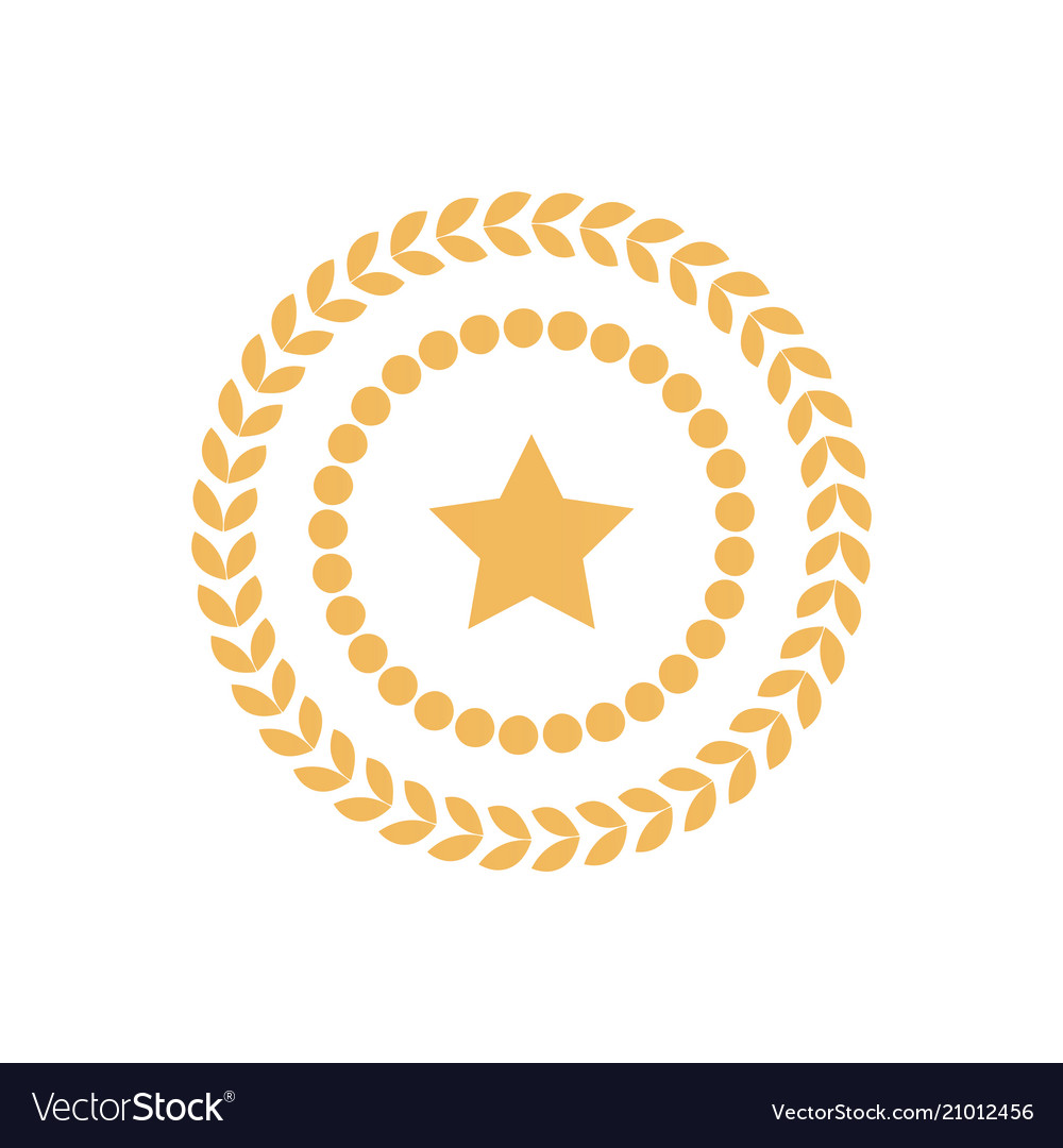 Golden seal round laurel branch circle dots stamp Vector Image