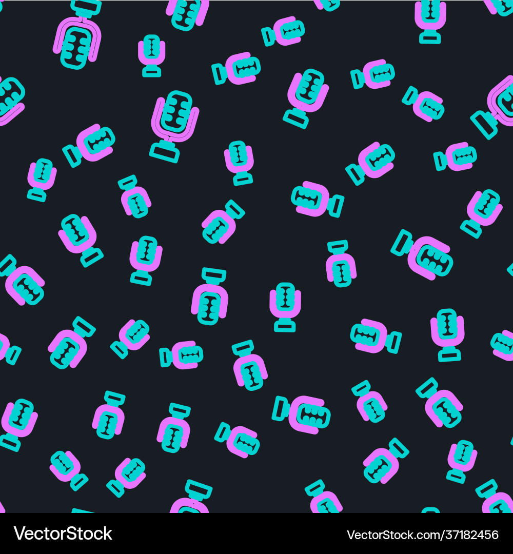 Line microphone icon isolated seamless pattern Vector Image