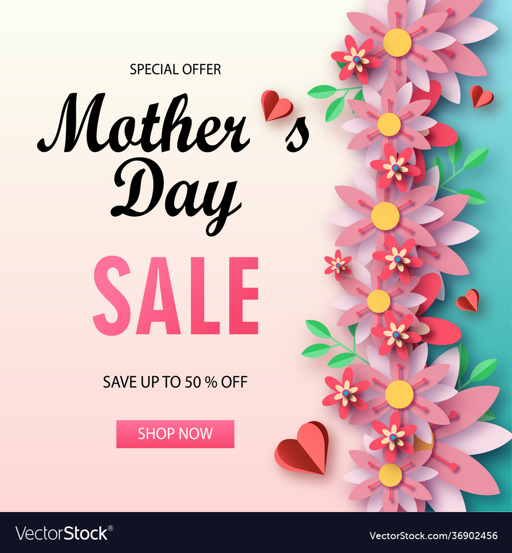 Mother s day sale banner with beautiful chamomile vector image Mother s day sale banner with beautiful chamomile
