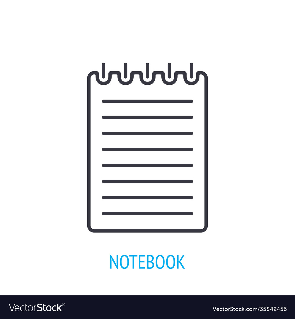 Spiral notebook with notes outline icon Royalty Free Vector