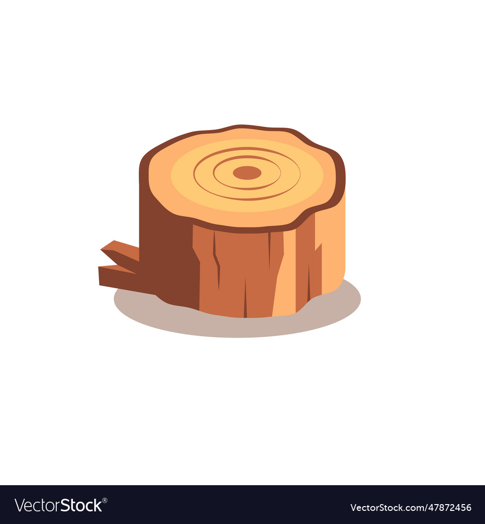 Tree trunk section icon in cartoon style flat