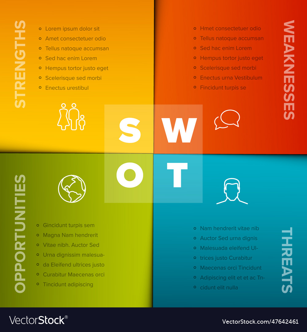 Color simple swot template Royalty Free Vector Image