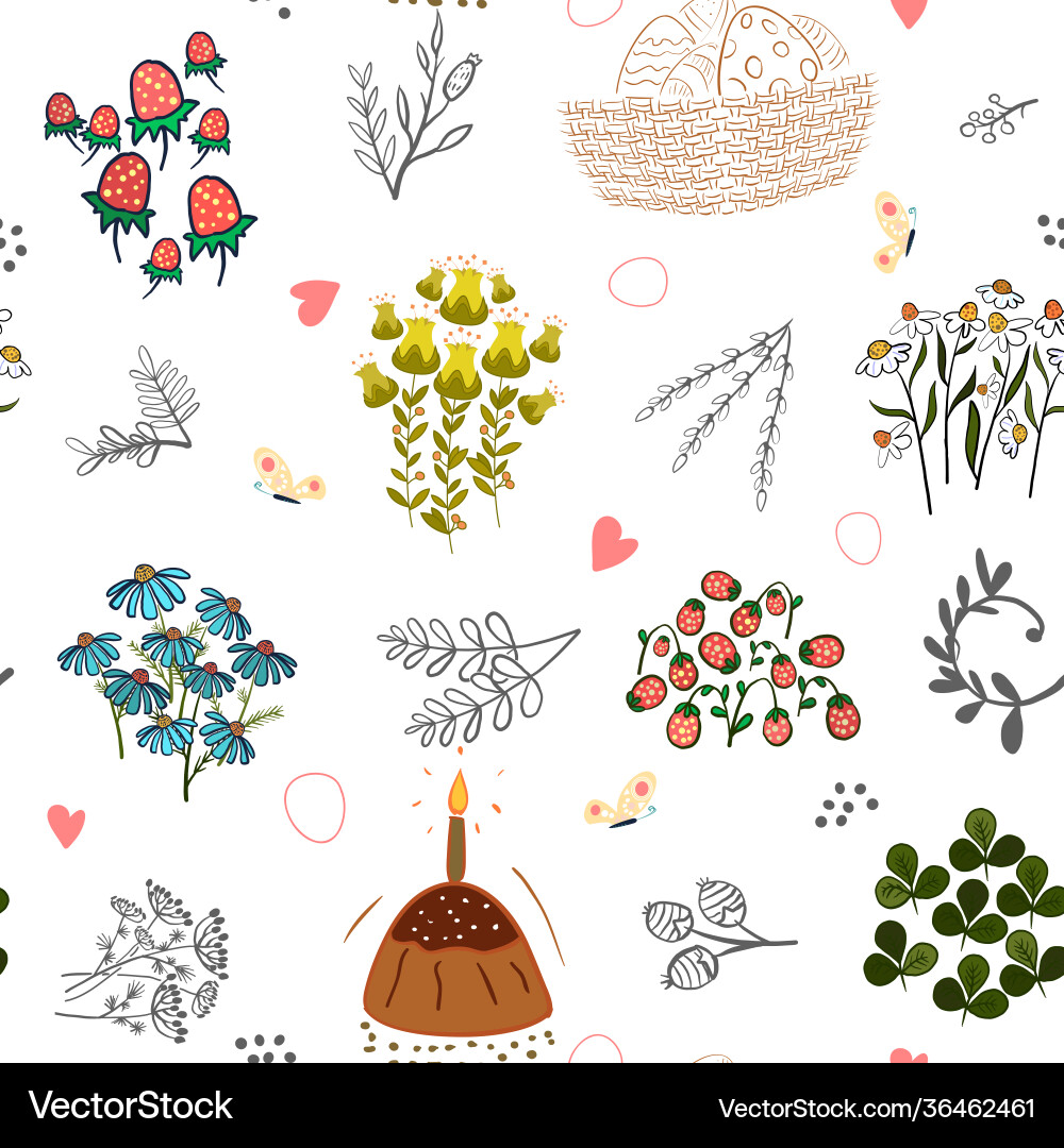 Cute hand drawn easter seamless pattern Royalty Free Vector