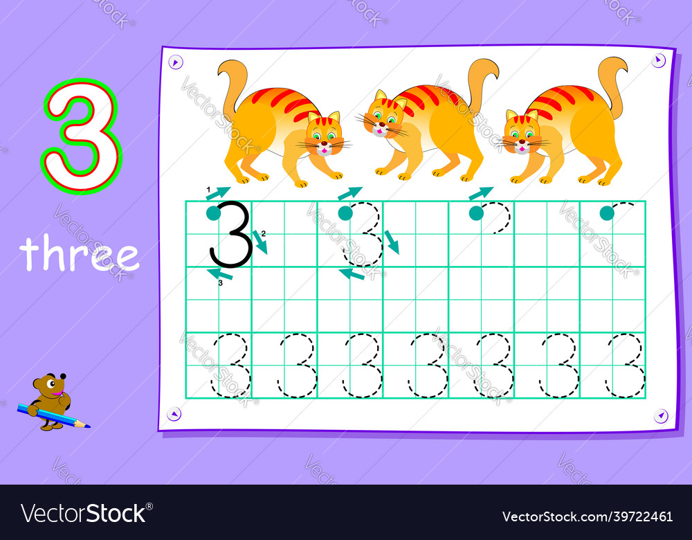 Educational page for young children with number Vector Image