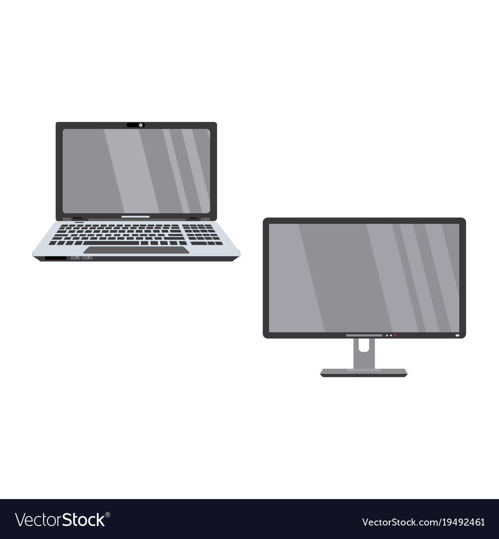 Flat laptop computer and wide monitor