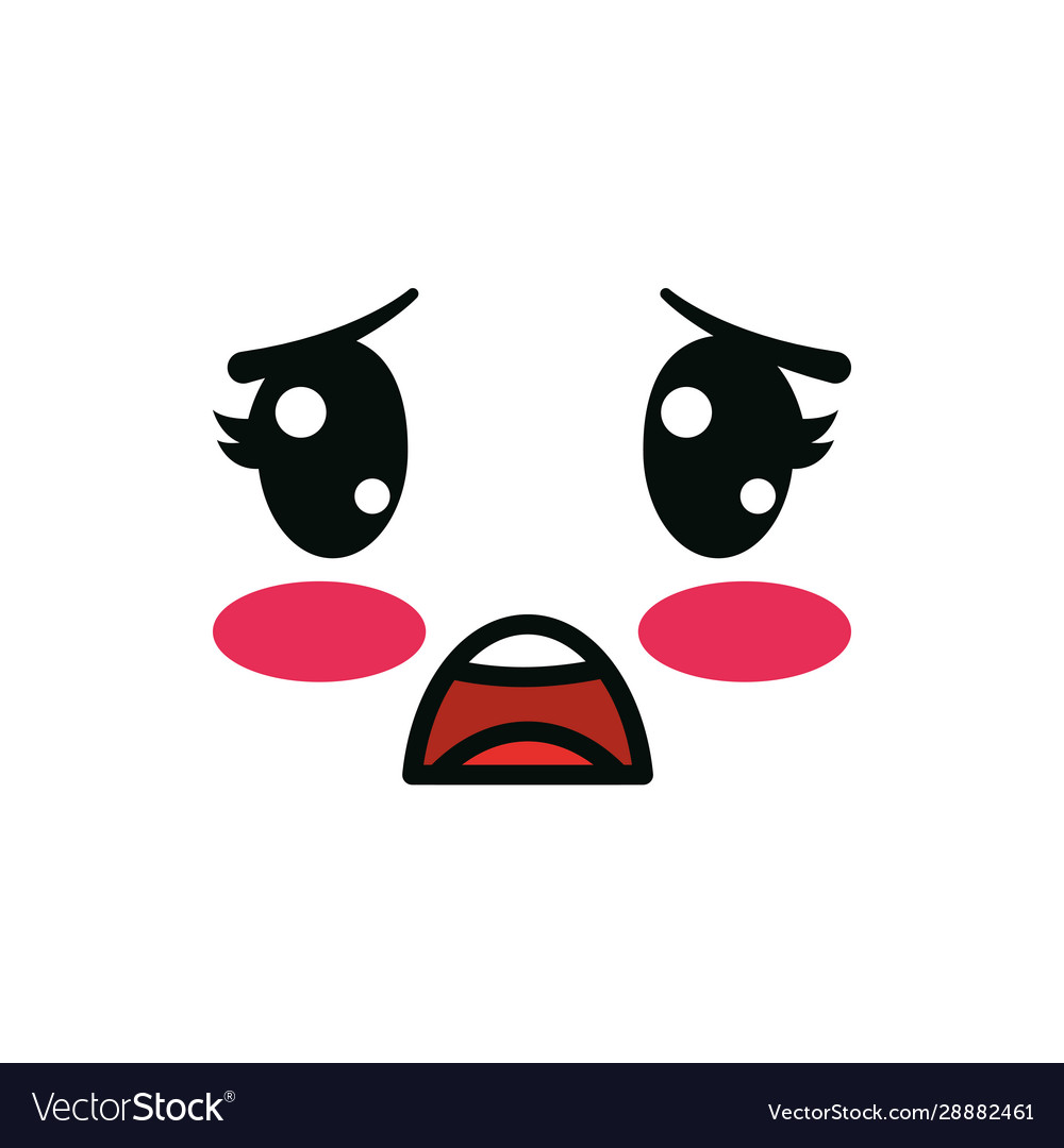 Isolated kawaii scared face cartoon design Vector Image