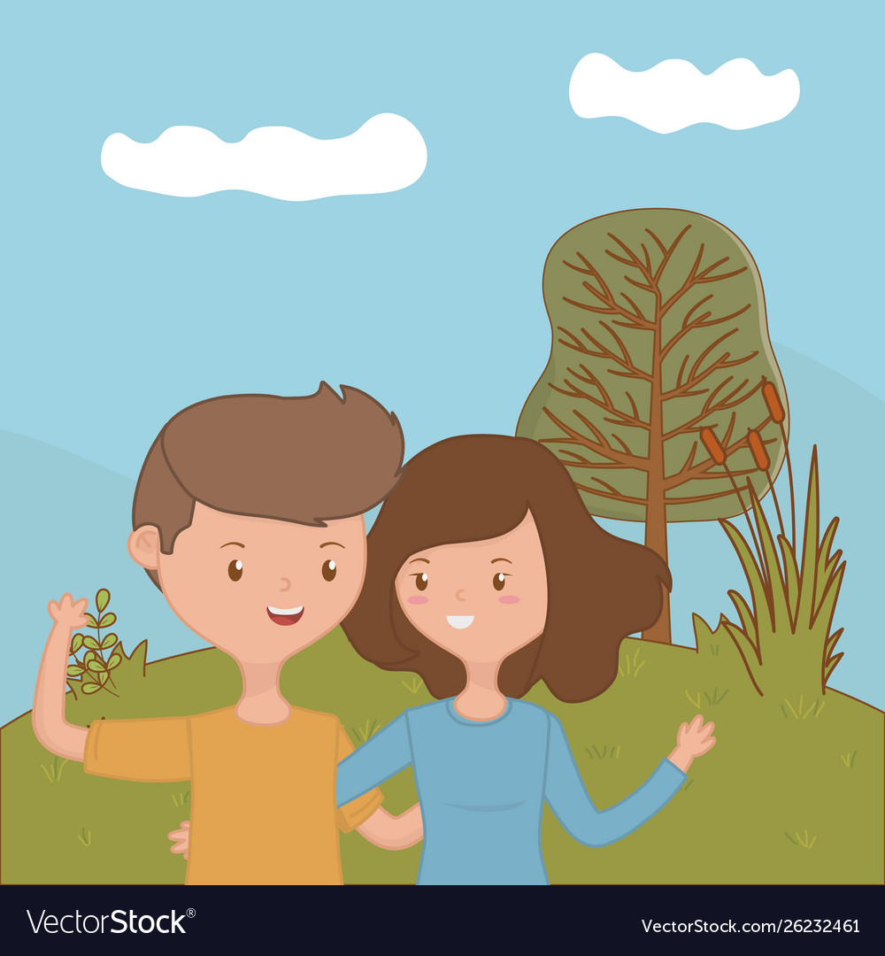 Teenager boy and girl cartoon design Royalty Free Vector