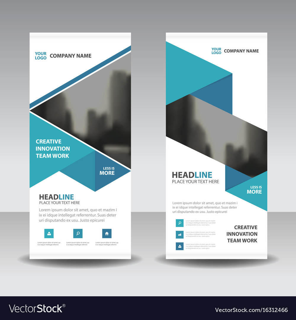 Blue Business Roll Up Banner Flat Design Template Vector Image