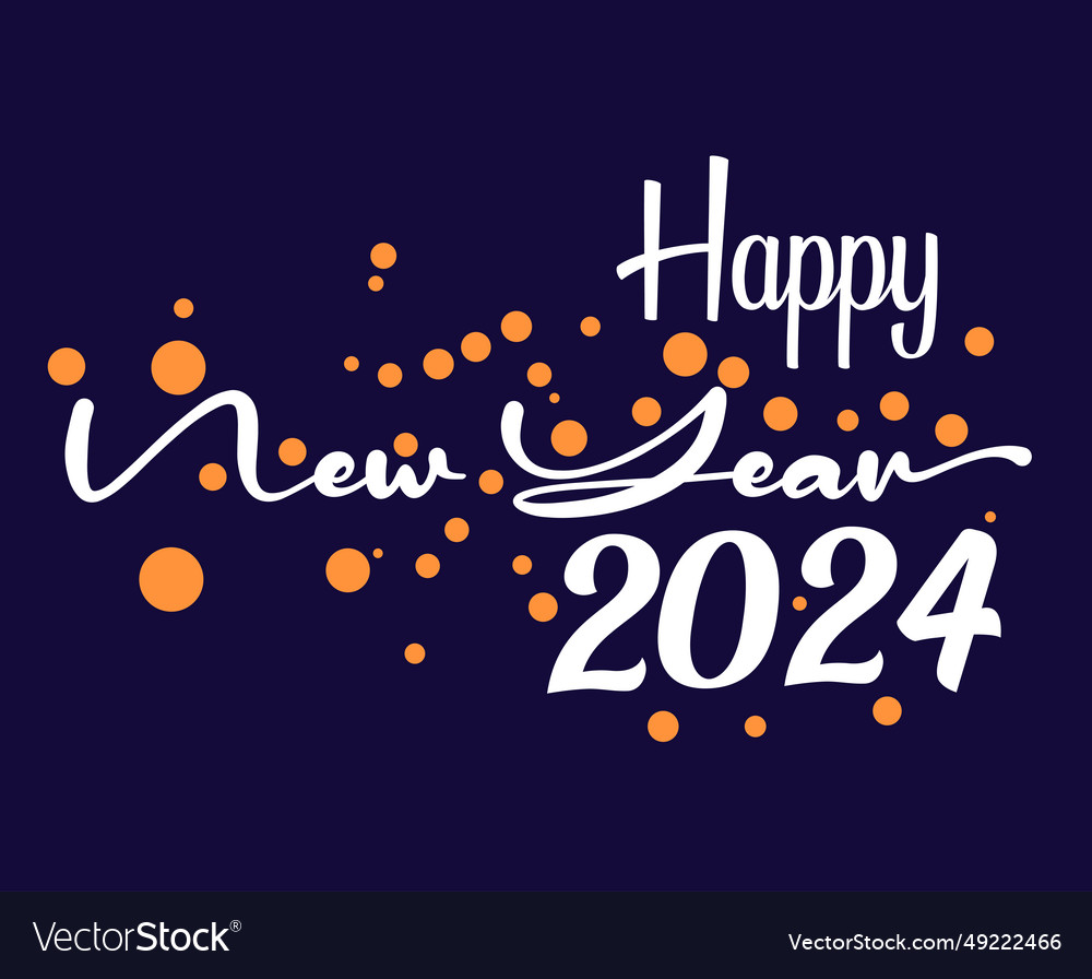 Happy New Year 2024 Abstract Blue White And Orange