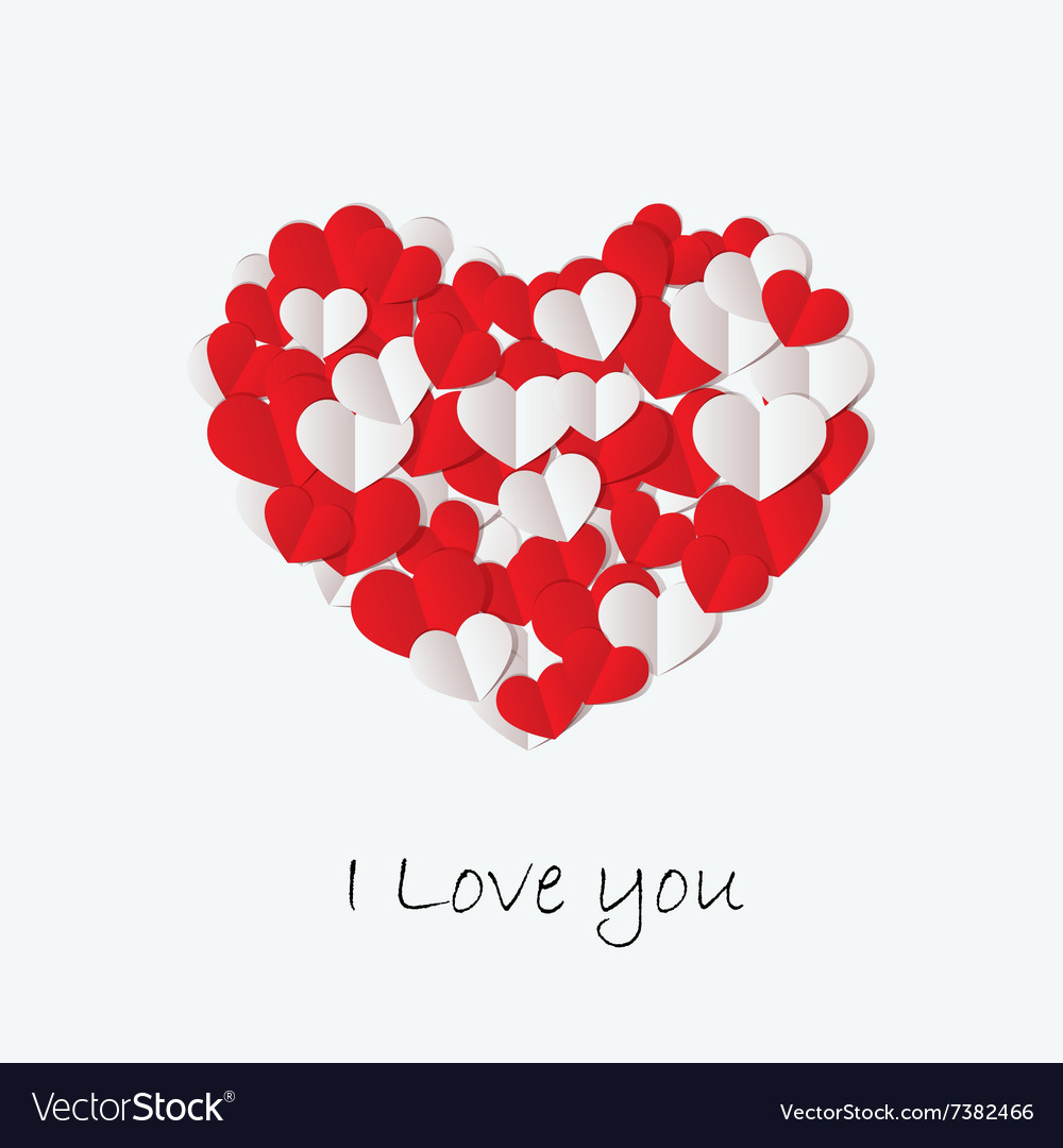 Love day card with cut paper heart Royalty Free Vector Image