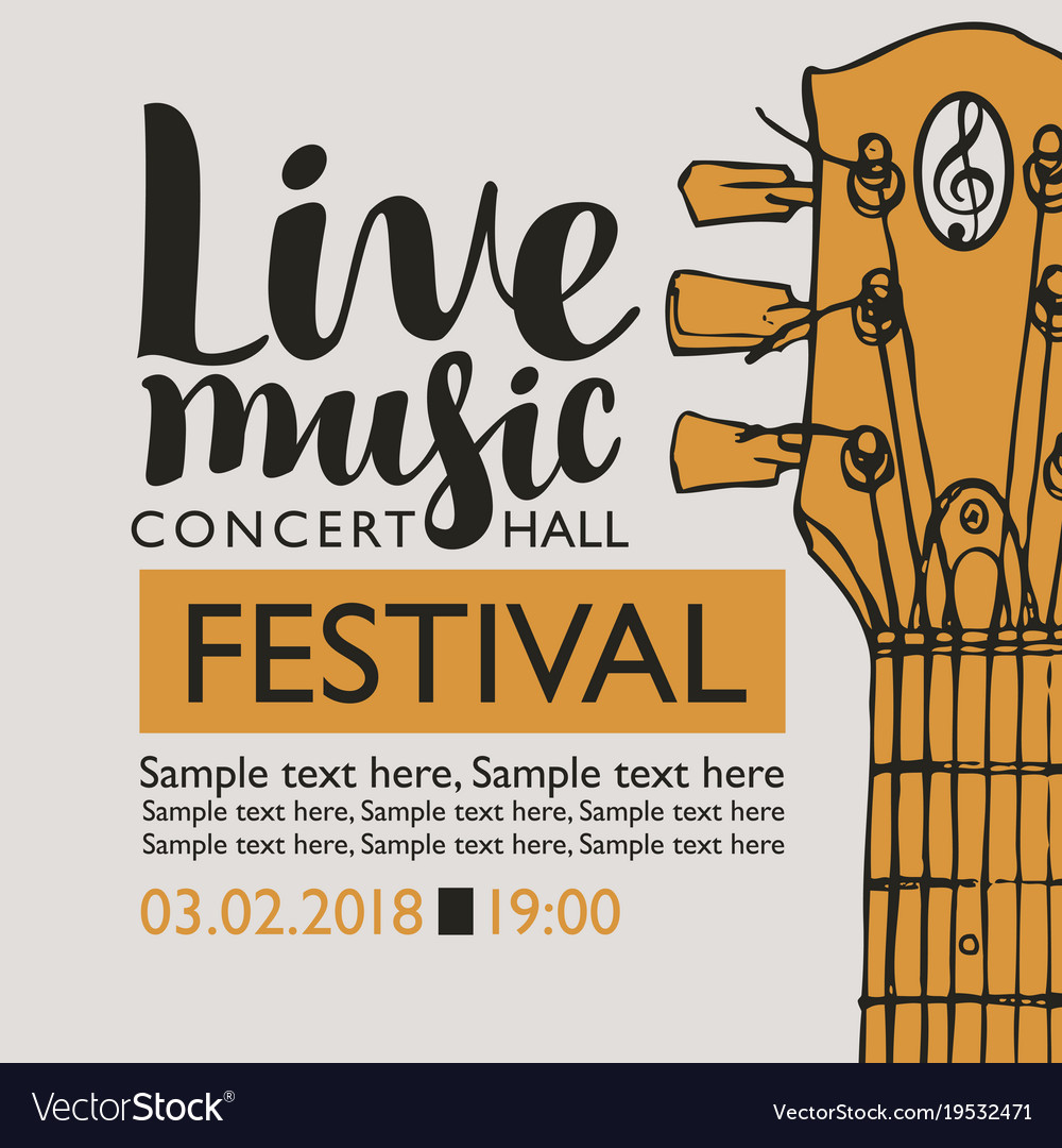 Banner for festival live music with a guitar neck Vector Image