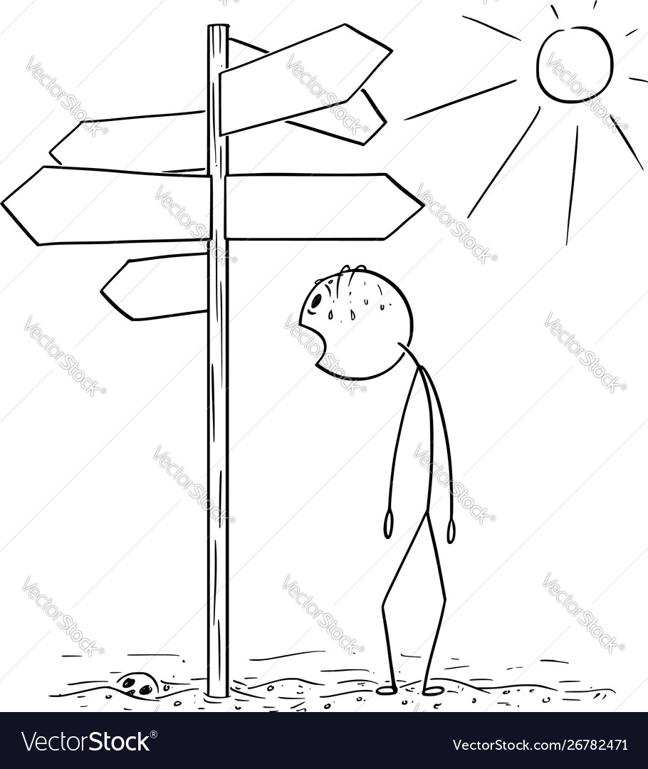 Cartoon exhausted and thirsty man walking Vector Image Cartoon exhausted and thirsty man walking Vector Image