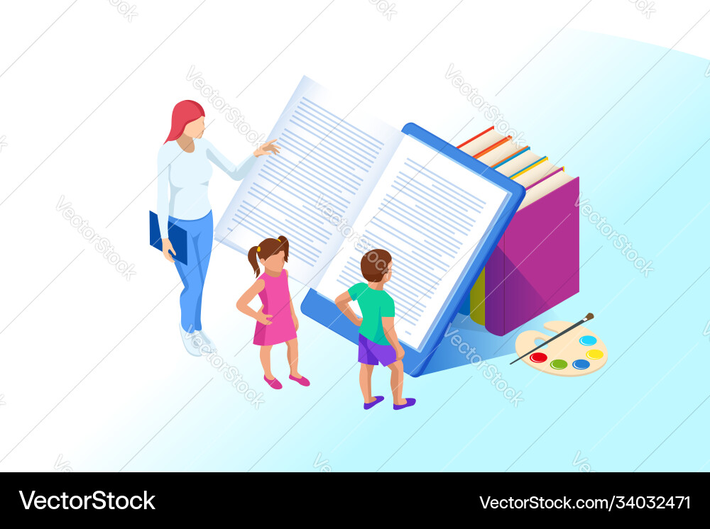 E-learning online education at home isometric Vector Image