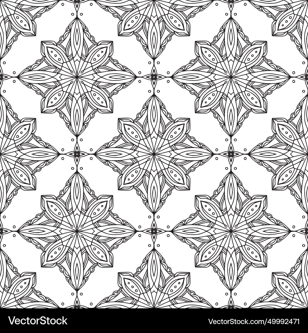 Ethnic Ornament Seamless Pattern Hand Drawn Vector Image