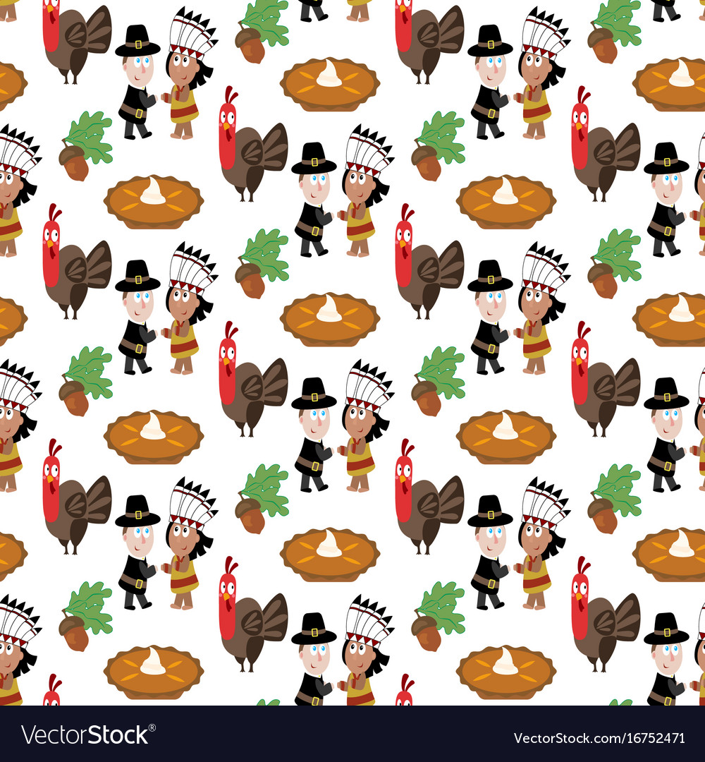 Thanksgiving seamless pattern Royalty Free Vector Image