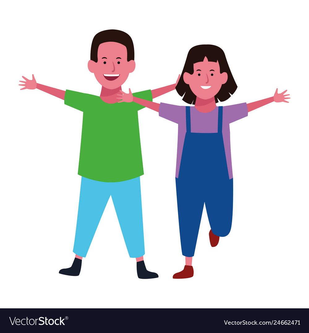 Two kids smiling cartoons Royalty Free Vector Image