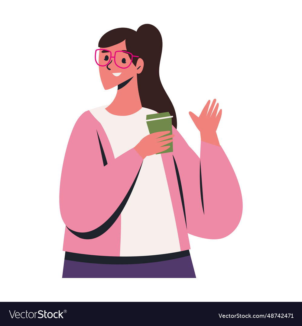 Woman drinking coffee portrait Royalty Free Vector Image