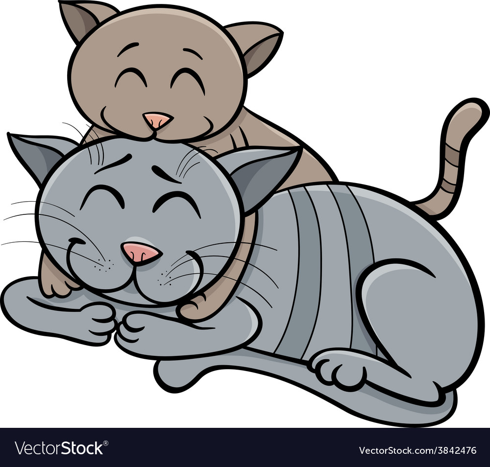 Cat and kitten cartoon Royalty Free Vector Image