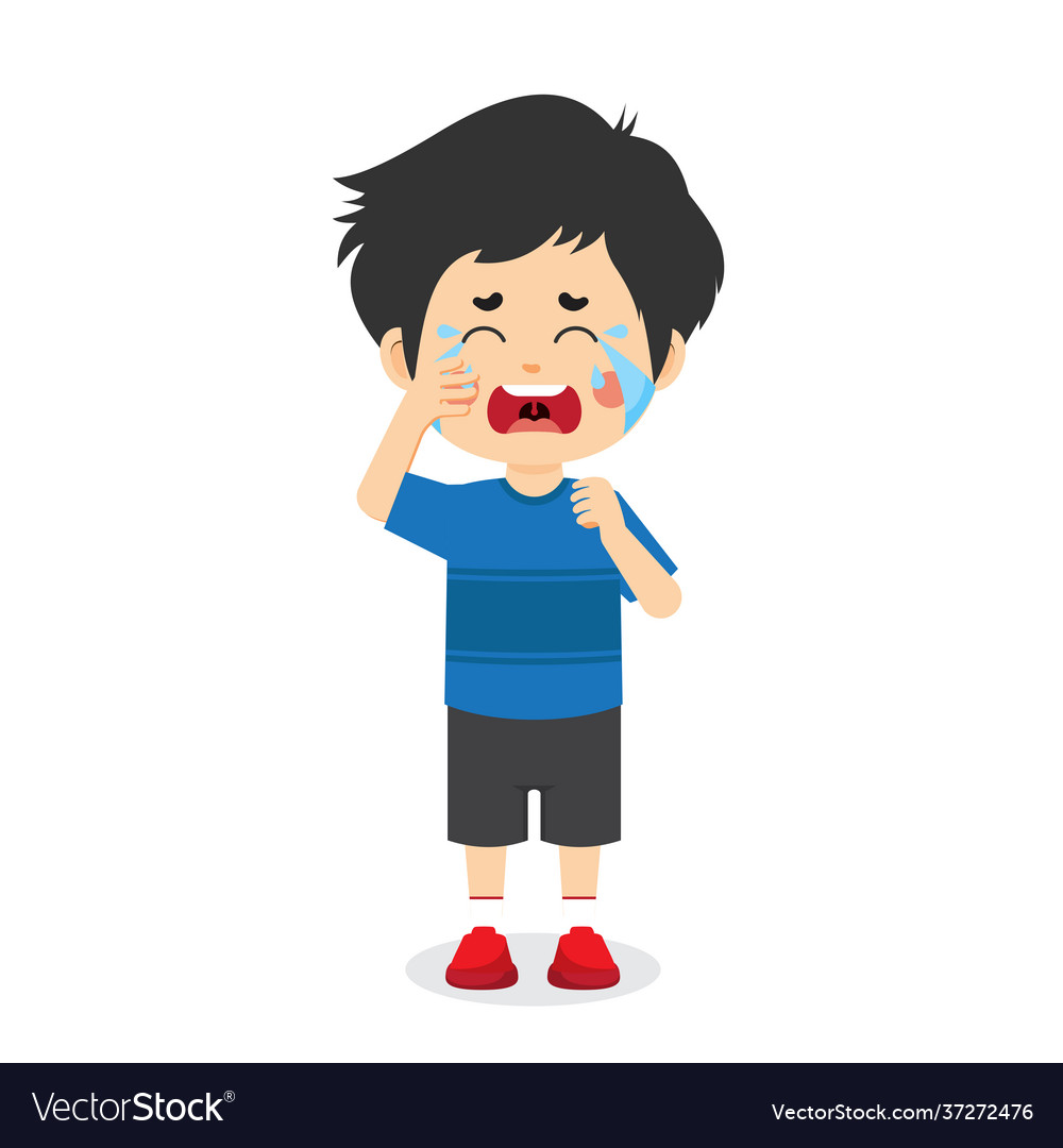 Cute boy with crying expression