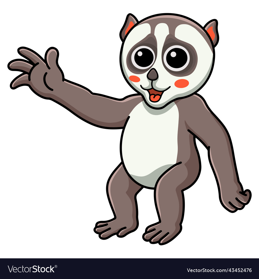 Cute little loris cartoon waving hand Royalty Free Vector