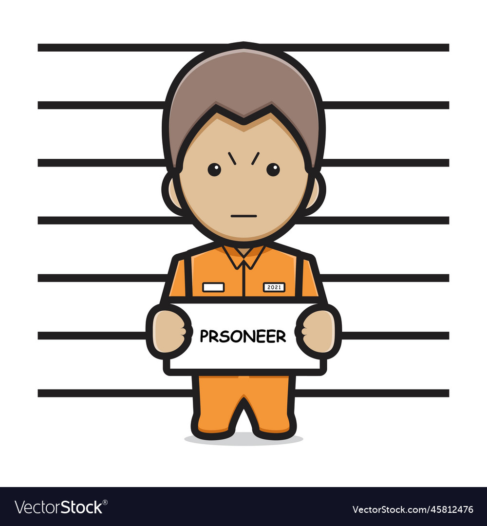 Cute prisoner character cartoon icon Royalty Free Vector