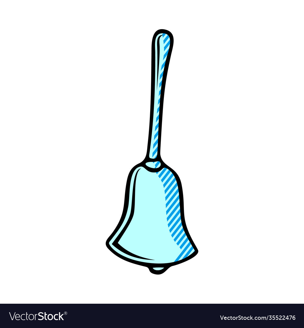 Hand drawn sketch bell with long handle Royalty Free Vector