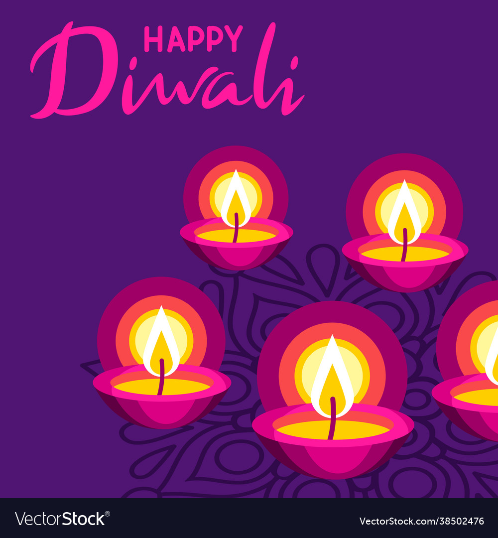 Happy diwali greeting card deepavali or dipavali Vector Image