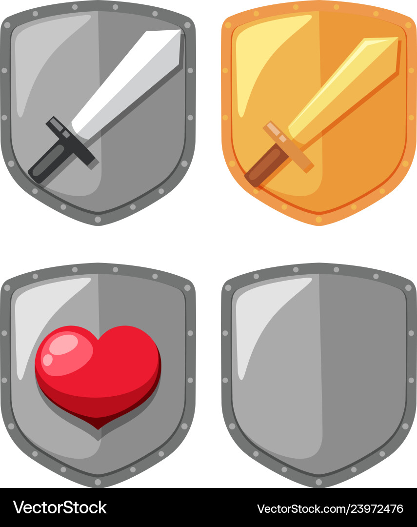 Sword shield game element Royalty Free Vector Image