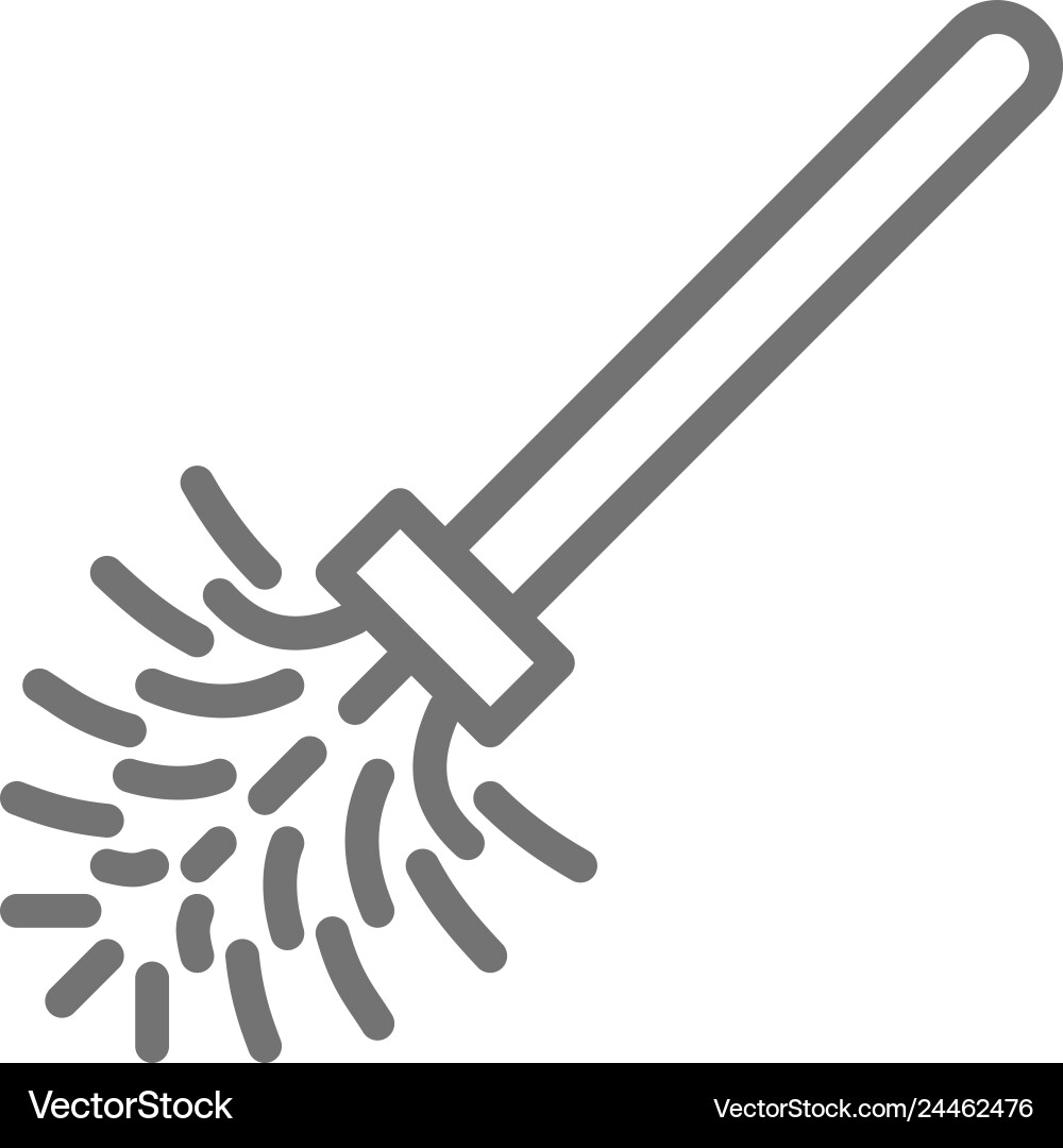 Toilet Brush Line Icon Isolated On White Vector Image