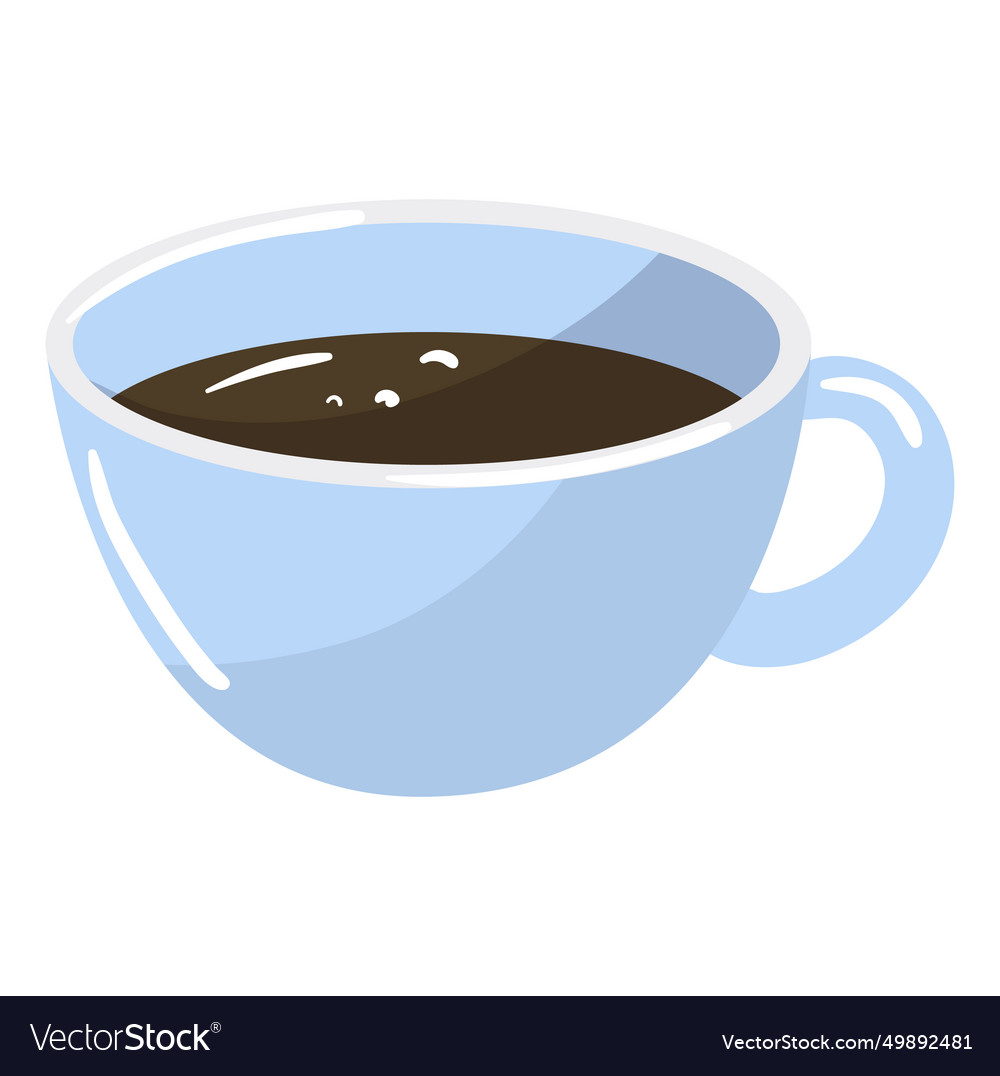 Blue coffee cup filled with black coffee simple Vector Image