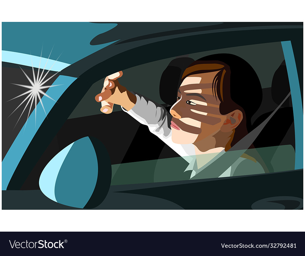 Driver being blinded high beam Royalty Free Vector Image