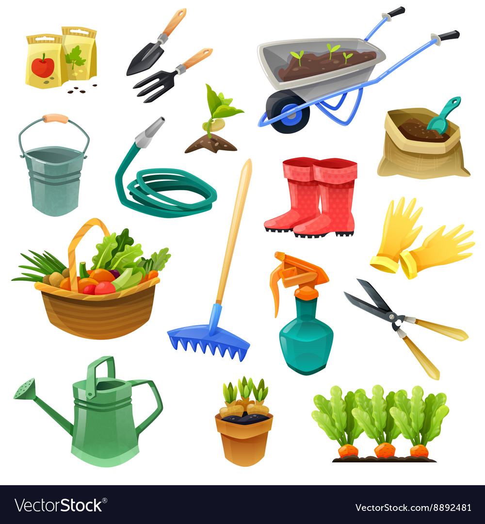 Gardening Decorative Color Icons Royalty Free Vector Image