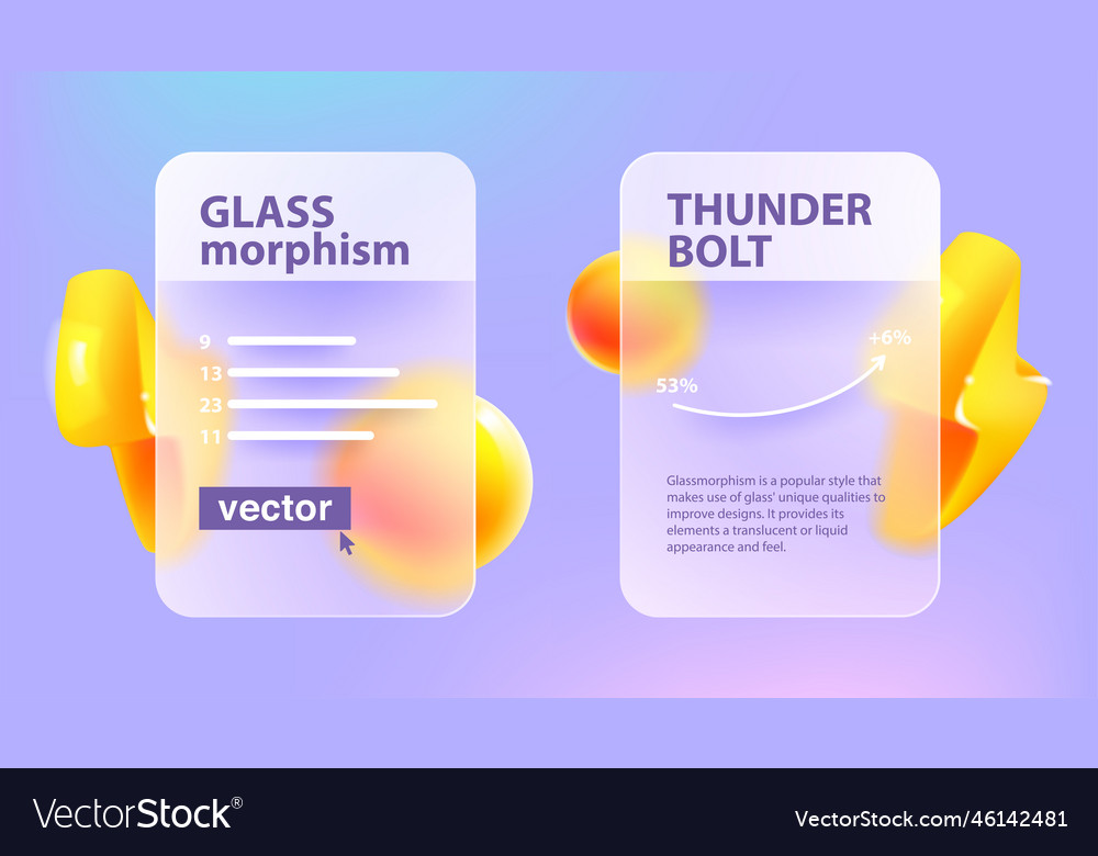 Glassmorphism infographics charts concept Vector Image