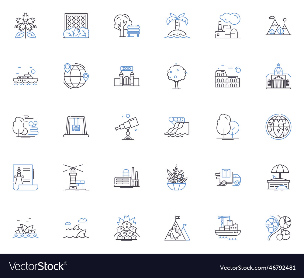 Mountain outlook line icons collection majestic Vector Image