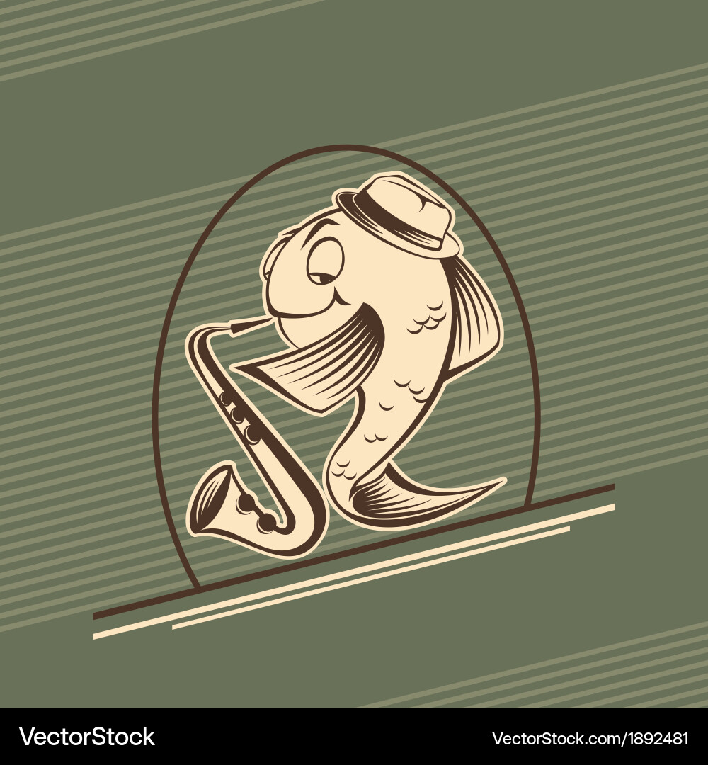 Retro fish-musician play music Royalty Free Vector Image