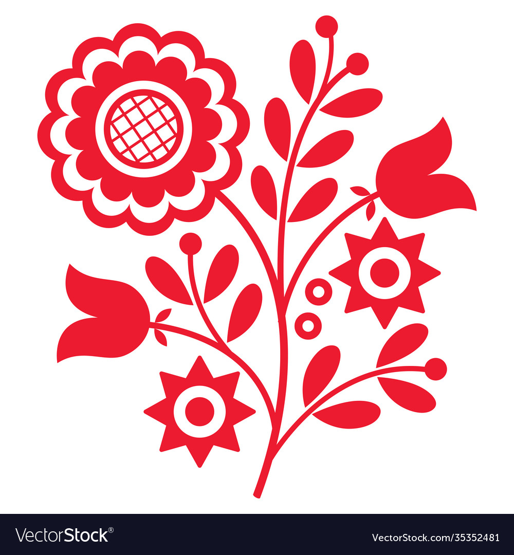 Slavic embroidery folk art design - poland Vector Image