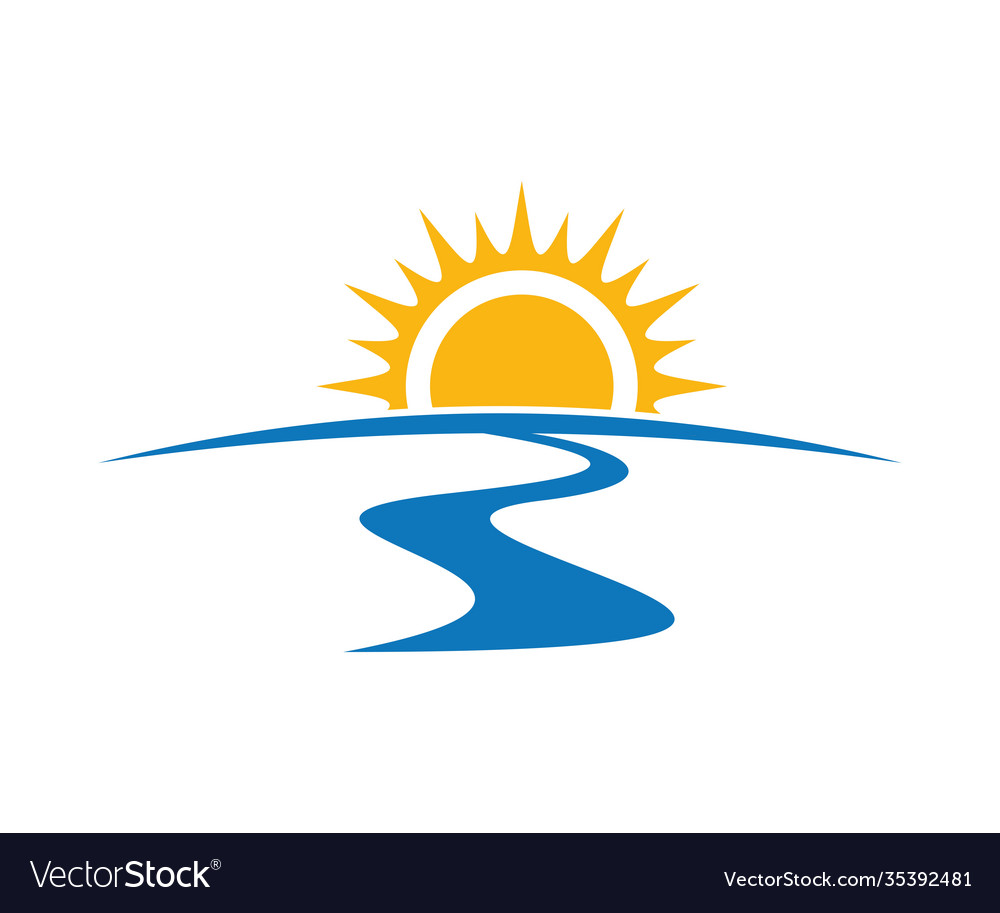 Sunrise river logo template logo and symbols Vector Image