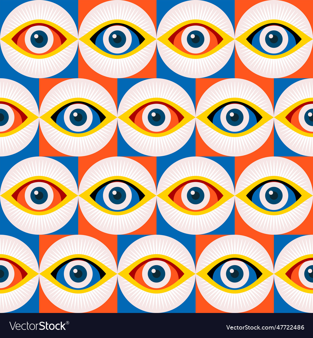 Abstract bauhaus eye pattern minimal 20s Vector Image