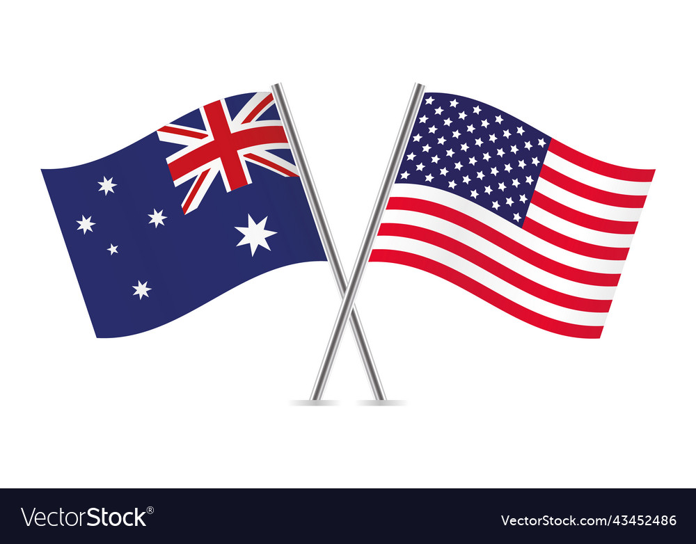 Australia and america crossed flags Royalty Free Vector