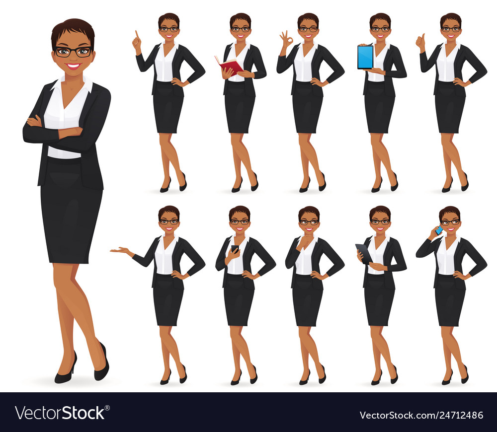 Businesswoman character set Royalty Free Vector Image