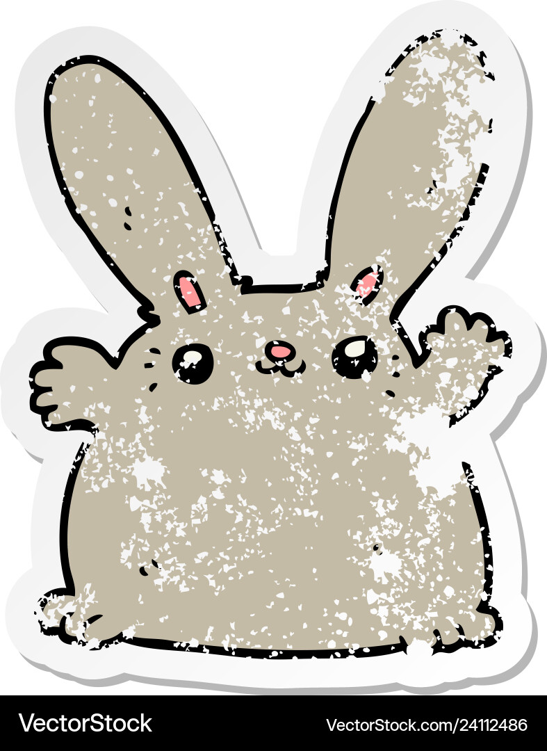 Distressed sticker of a cartoon rabbit Royalty Free Vector