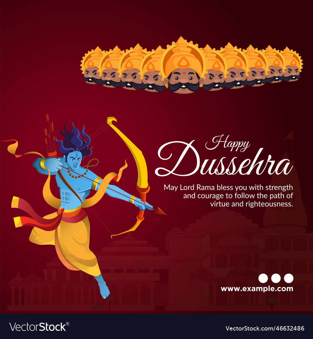 Happy dussehra indian festival banner design Vector Image