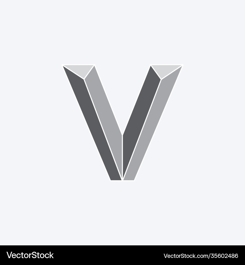 Letter v simple 3d gradient logo Royalty Free Vector Image
