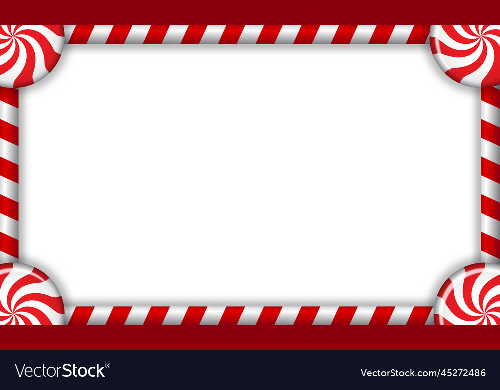 Rectangle candy cane frame with red and white Vector Image