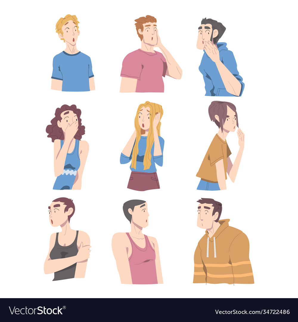 Surprised and shocked people set male female Vector Image