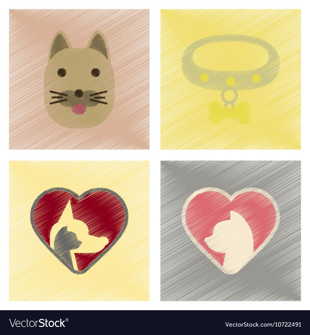 Assembly flat shading style icons dogs cats pets