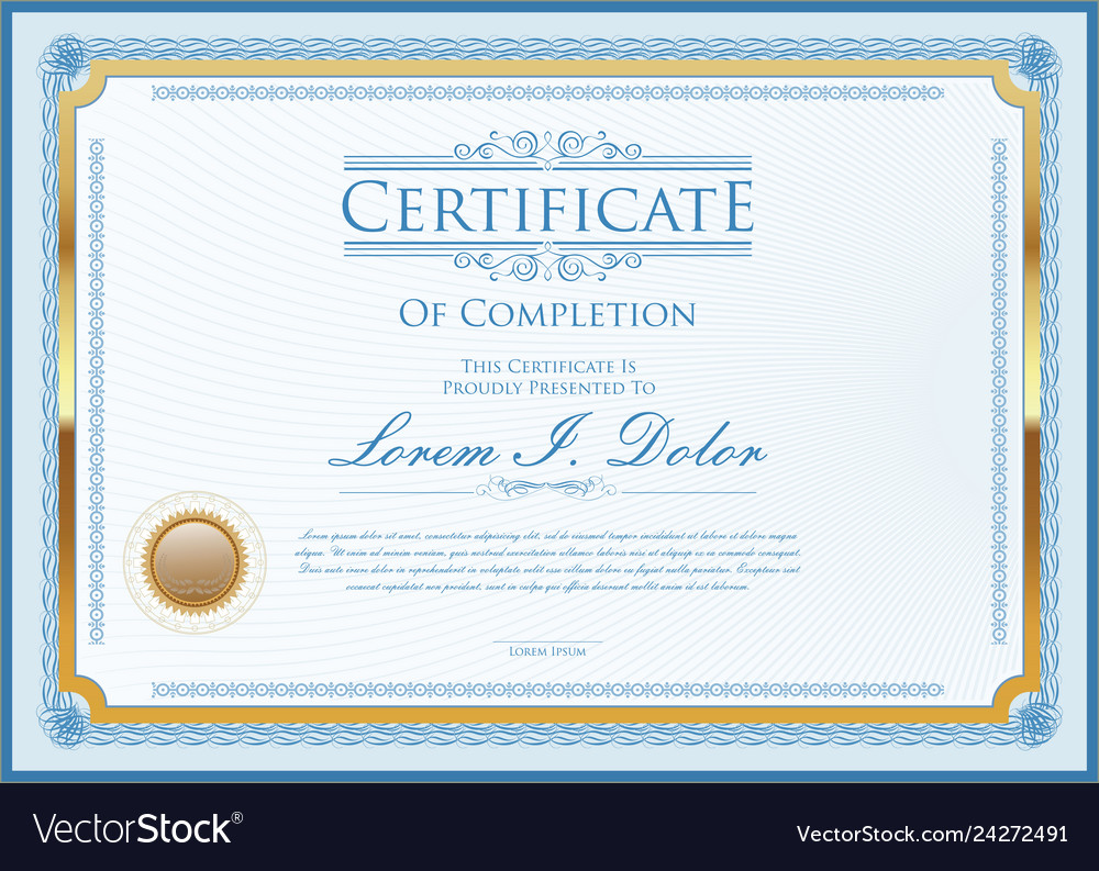 Blue certificate or diploma template Royalty Free Vector