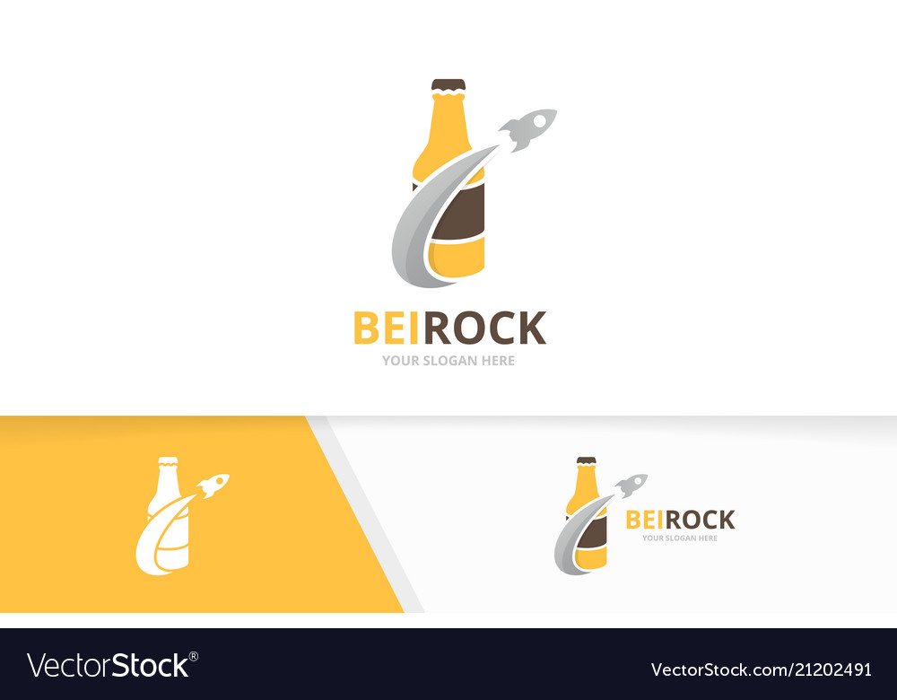 Bottle and rocket logo combination beer Royalty Free Vector