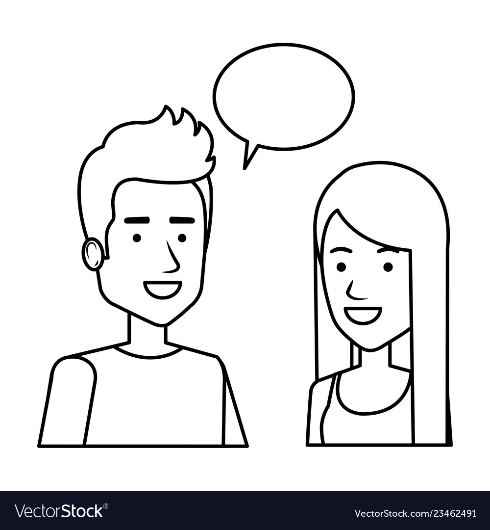 Couple with speech bubble avatars Royalty Free Vector Image