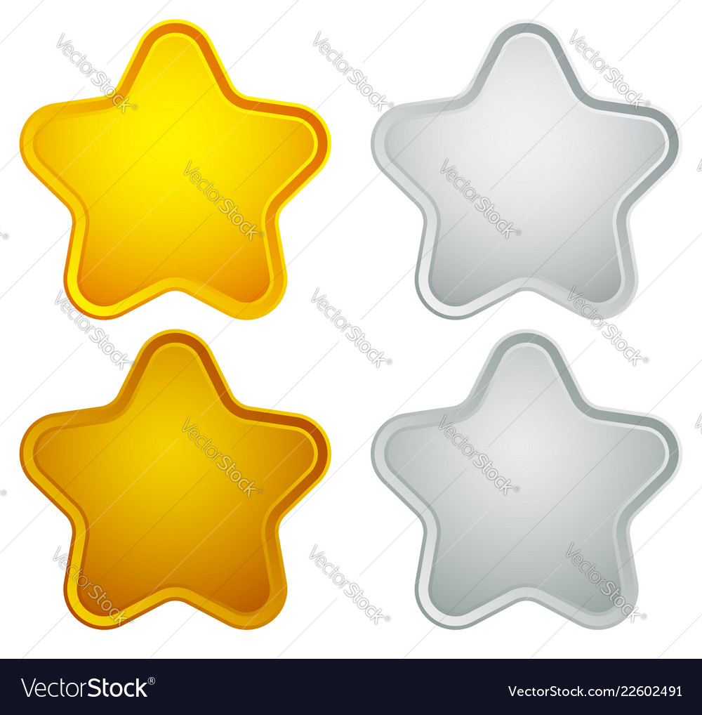 Gold silver bronze platinum star shapes isolated Vector Image